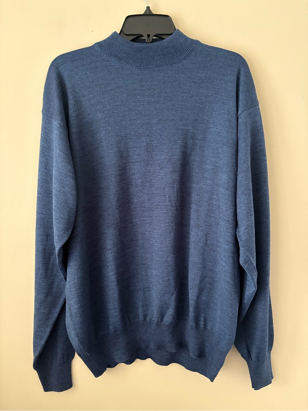 Marcello Men's Merino Wool Blue Crewneck Sweater - Lightweight Knit Sz. L New
